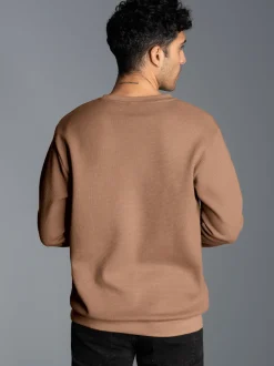 Sweatshirt in Waffeloptik Haselnuss