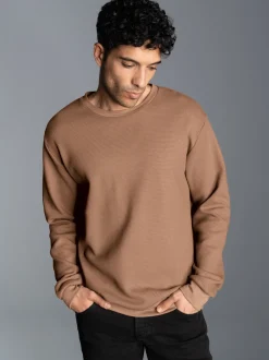 Sweatshirt in Waffeloptik Haselnuss
