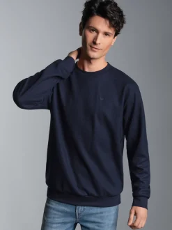 Sweatshirt in Waffeloptik Navy