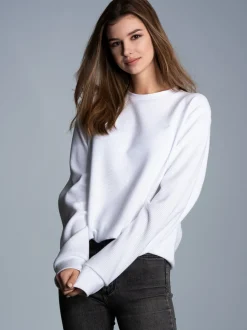 Sweatshirt in Waffeloptik Weiss