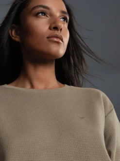 Sweatshirt in Waffeloptik Taupe