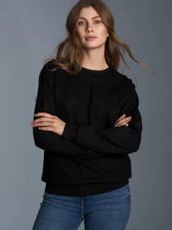 Sweatshirt in Waffeloptik Schwarz
