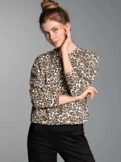 Sweatshirt mit Allover-Leo-Print Haselnuss