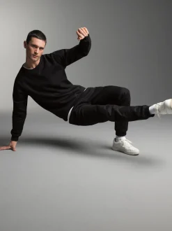 Sweatshirt mit angerauter Innenseite Schwarz
