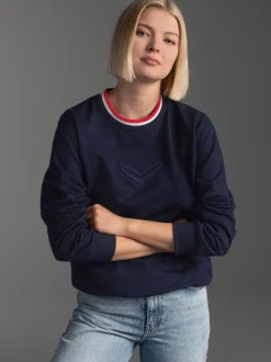 Sweatshirt mit 3D-Logo-Prägung Navy