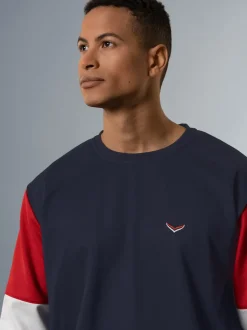 Sweatshirt mit kontrastfarbigen Elementen Navy