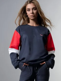 Sweatshirt mit kontrastfarbigen Elementen Navy