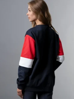 Sweatshirt mit kontrastfarbigen Elementen Navy