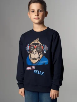 Sweatshirt mit lässigem Affen-Druckmotiv Navy