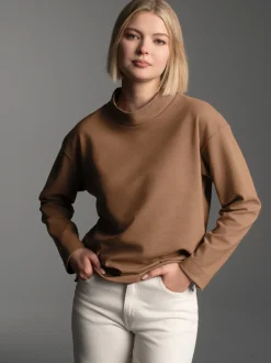 Sweatshirt mit Stehkragen Haselnuss