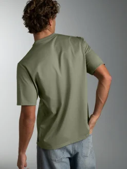 T Shirt aus Biobaumwolle mit Brusttasche Salbei
