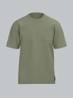 T Shirt aus Biobaumwolle mit Brusttasche Salbei