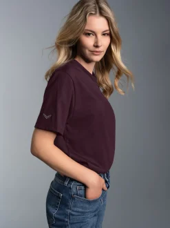 T Shirt aus Biobaumwolle Aubergine-C2C
