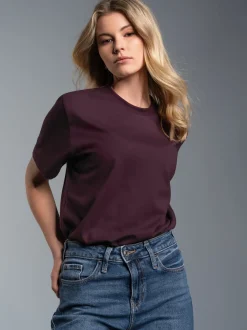 T Shirt aus Biobaumwolle Aubergine-C2C