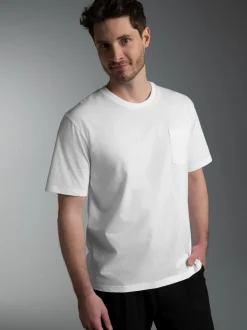 T Shirt aus Biobaumwolle mit Brusttasche Weiss