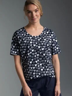 T Shirt mit Allover-Druck "Herzen" Navy