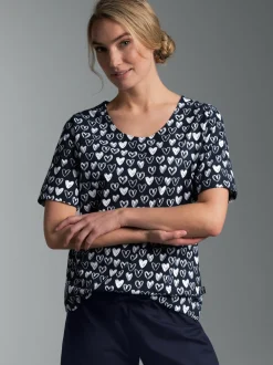 T Shirt mit Allover-Druck "Herzen" Navy