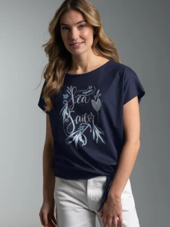 T Shirt mit Maritimem Motiv Navy