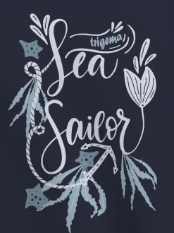 T Shirt mit Maritimem Motiv Navy