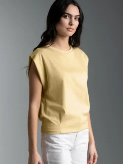 T Shirt mit modischen Falten Vanille