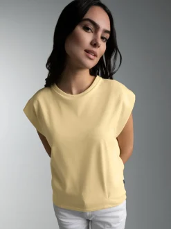 T Shirt mit modischen Falten Vanille