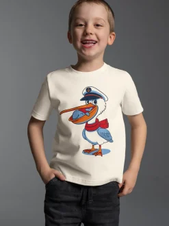 T Shirt mit Pelikan Print Natur