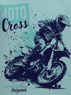 T Shirt mit Printmotiv "Moto Cross" Gletscher