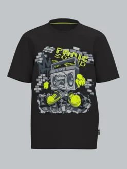 T Shirt mit Printmotiv "Music-Box" Schwarz