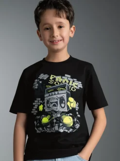 T Shirt mit Printmotiv "Music-Box" Schwarz