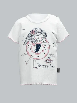 T Shirt mit Print-Motiv "Summer time" Weiss