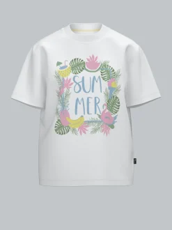 T Shirt mit Printmotiv "Summer" Weiss