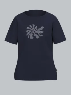 T Shirt mit Strass Motiv "Schnecke" Navy
