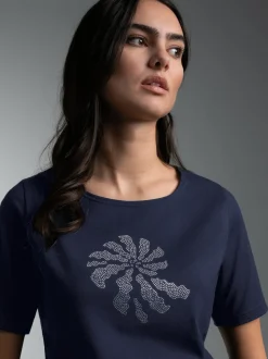 T Shirt mit Strass Motiv 