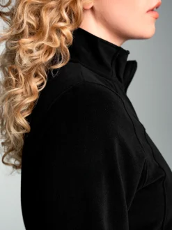 Taillierte Fleecejacke Schwarz