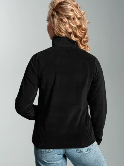 Taillierte Fleecejacke Schwarz