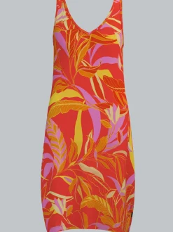 Trägerkleid mit Allover-Muster "Aloha" Koralle