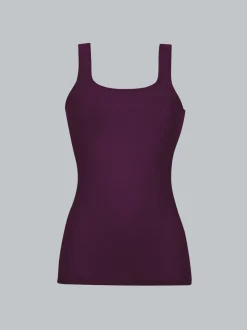 Trägershirt aus Polyamid/Elastan Aubergine