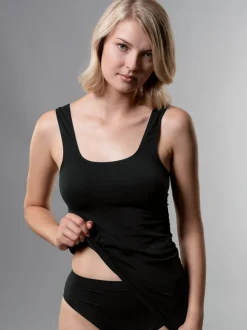 Trägershirt aus Polyamid/Elastan Schwarz