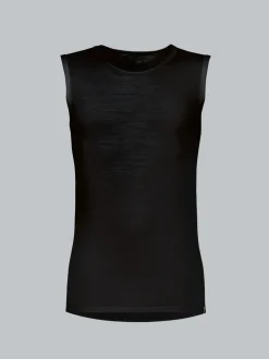 Trägershirt Merinowolle Schwarz