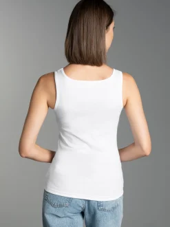 Trägershirt mit Kristallsteinen Weiss
