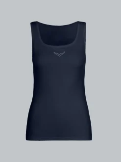 Trägershirt mit Kristallsteinen Navy