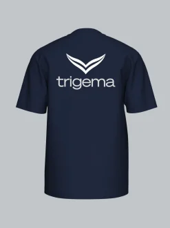 trigema T Shirt großem Markenlogo Navy