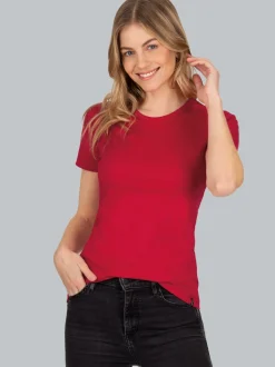 T-Shirt aus Baumwolle/Elastan Kirsch