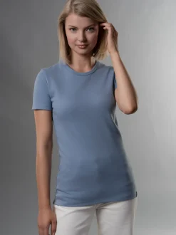 T-Shirt aus Baumwolle/Elastan Pearl-blue