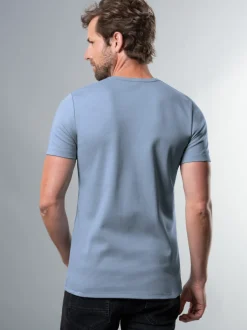 T-Shirt aus Baumwolle/Elastan Pearl-blue