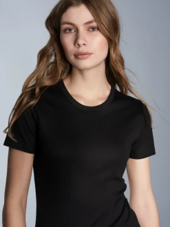 T-Shirt aus Baumwolle/Elastan Schwarz