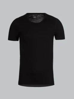 T-Shirt aus Merinowolle Schwarz