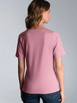 T-Shirt DELUXE Baumwolle mit Kristallsteinen Lilie