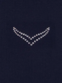T-Shirt DELUXE Baumwolle mit Kristallsteinen Navy