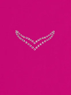 T-Shirt DELUXE Baumwolle mit Kristallsteinen Magenta